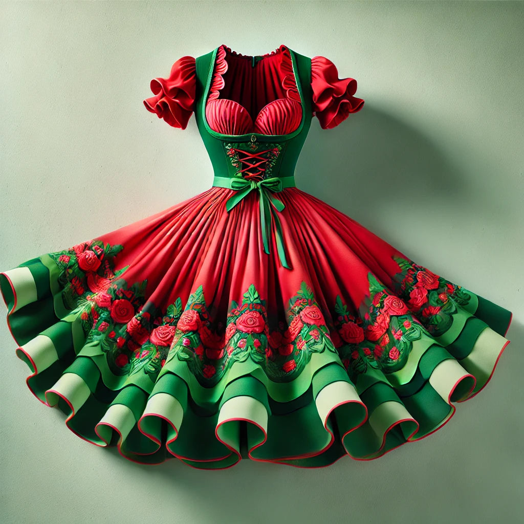Fascinace červených a zelených dirndls a blůza červených dirndl - cesta do světa elegance a tradice